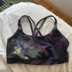 Lululemon Energy sports bra - dark blue, green & purple pattern